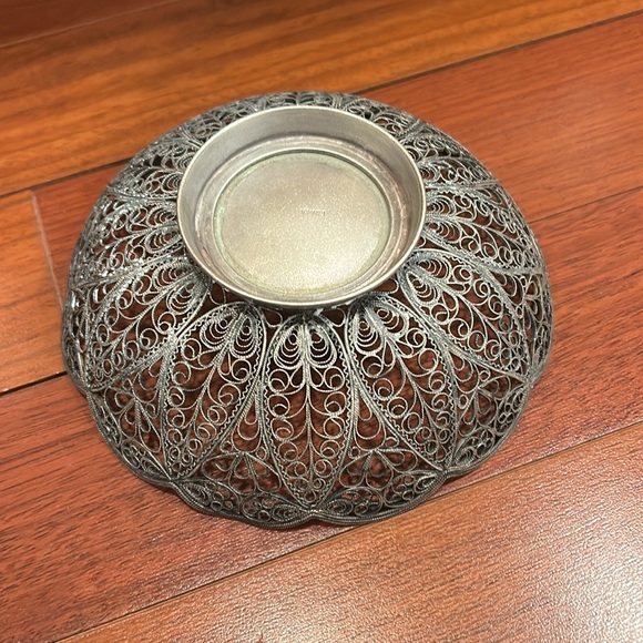 Vintage Silver Filigree candy dish Bowl - Picture 4 of 7